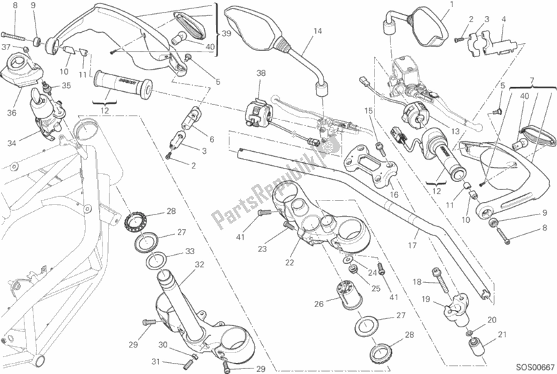 Todas las partes para Manillar Y Controles de Ducati Hypermotard Thailand 821 2015
